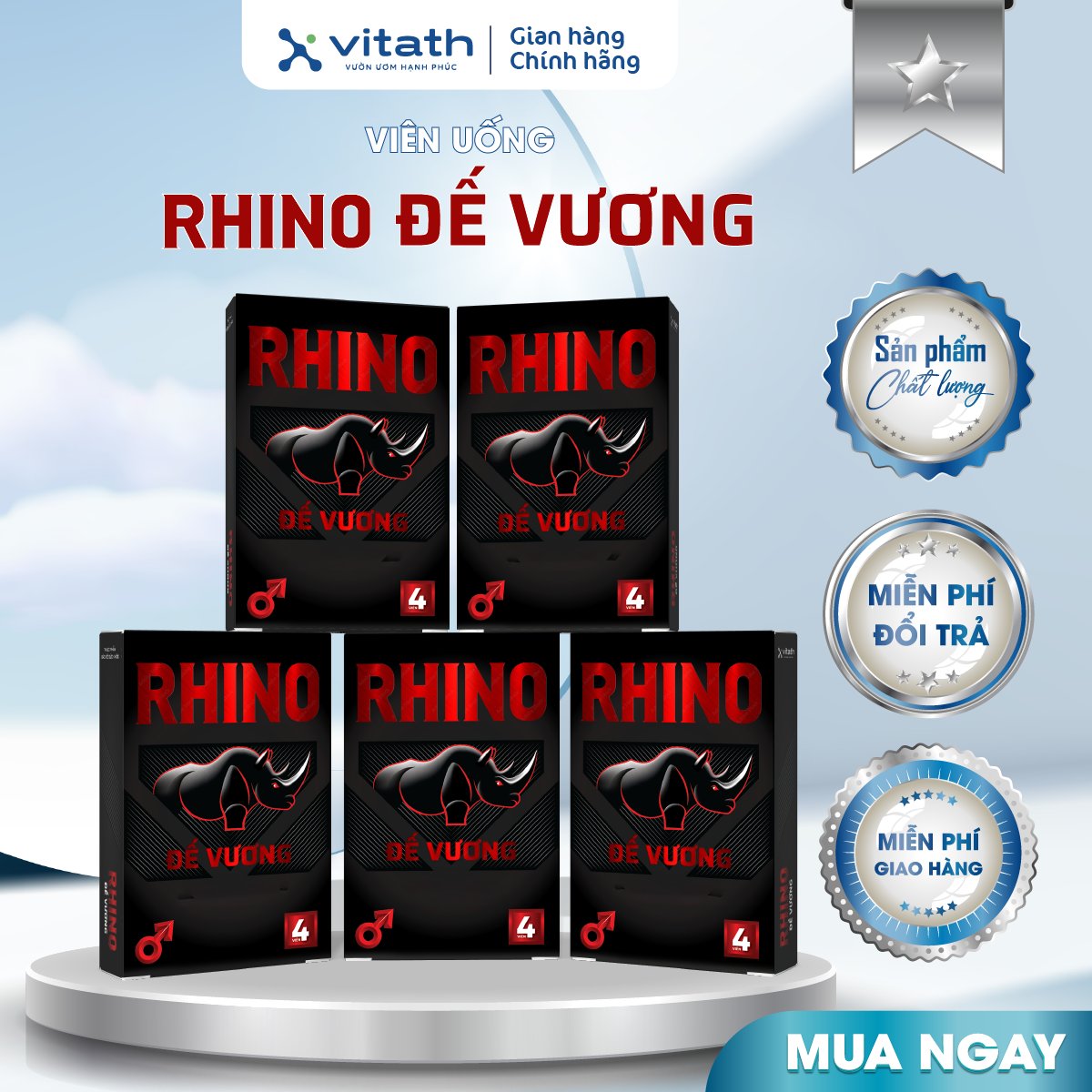 TPBVSK Rhino Đế Vương vỉ 4 viên